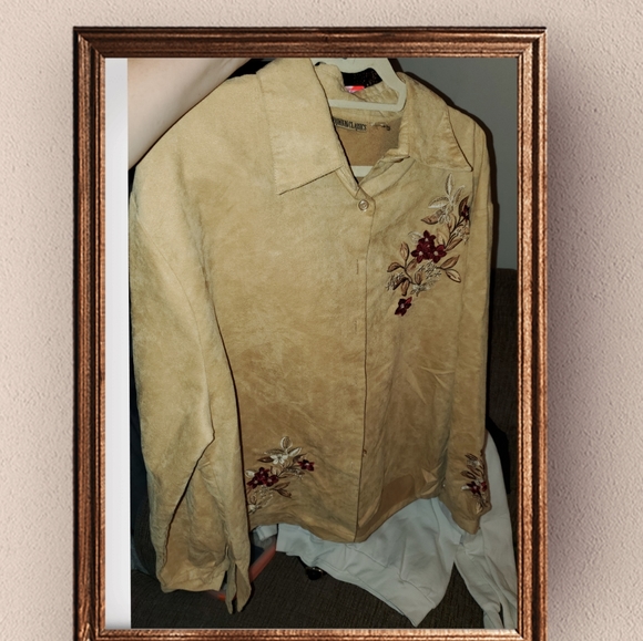 Suede Fashion classics button-up floral stitching - Picture 2 of 12